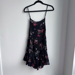 Free People Intimately Tiered Floral Dress - Black and Pink